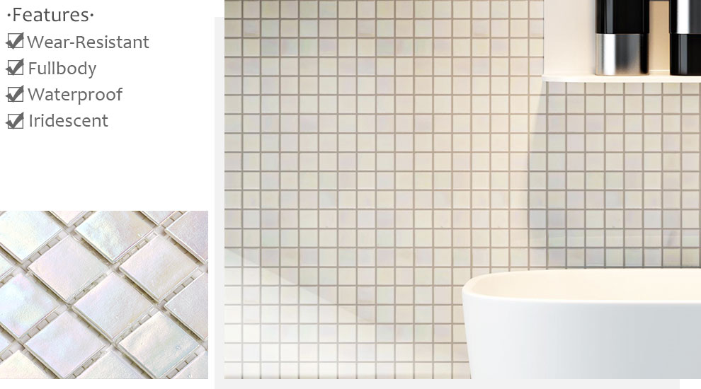 The iridescent mosaic increases the sense of space.